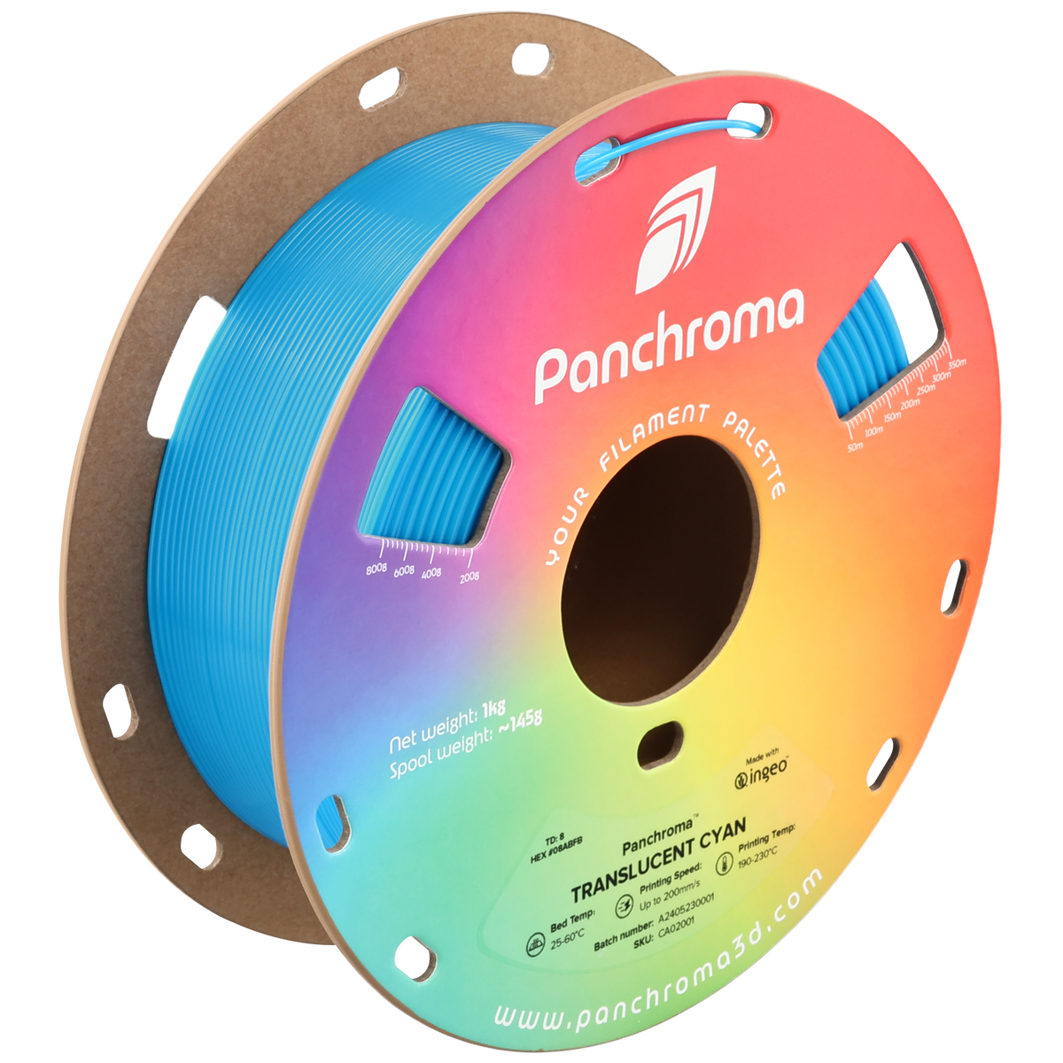 Panchroma Translucent PLA 1.75mm - Translucent Cyan