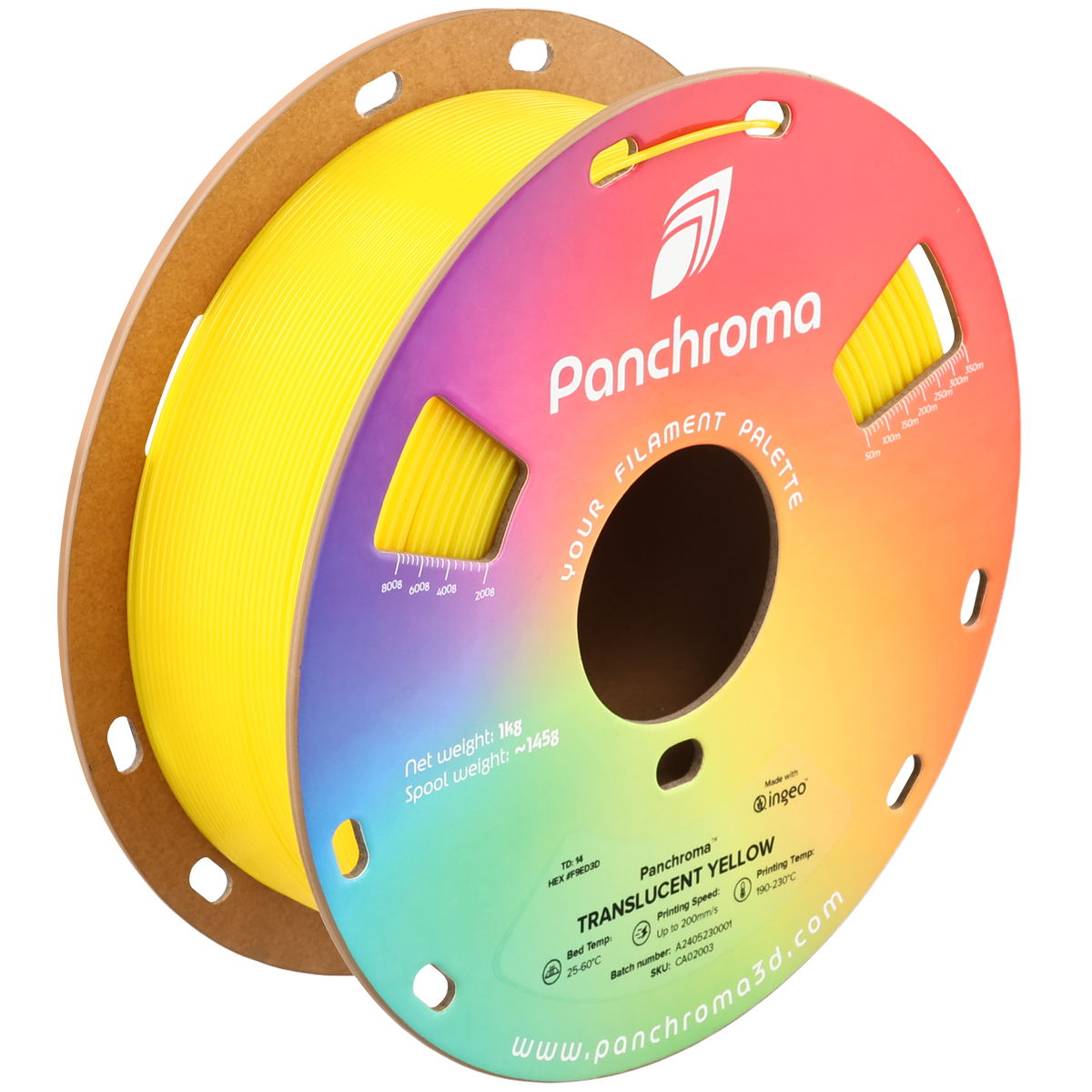 Panchroma Translucent PLA 1.75mm - Translucent Yellow