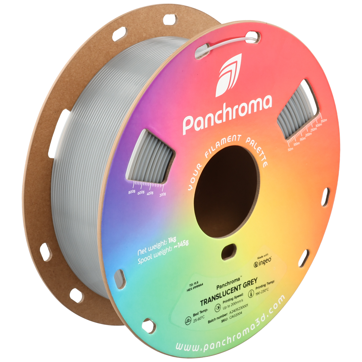 Panchroma Translucent PLA 1.75mm - Translucent Grey