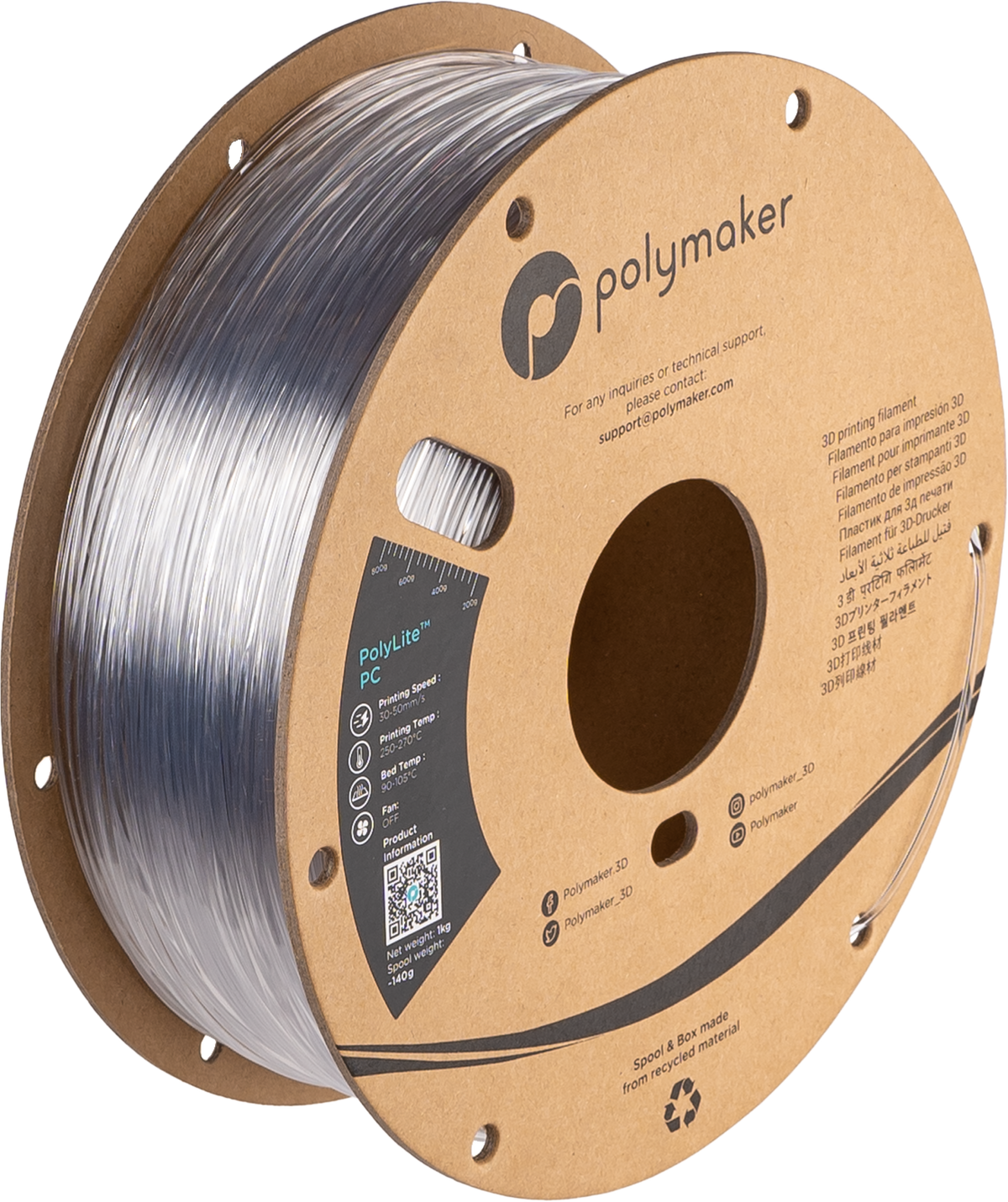 PolyLite PC 1.75mm 1kg - Transparent