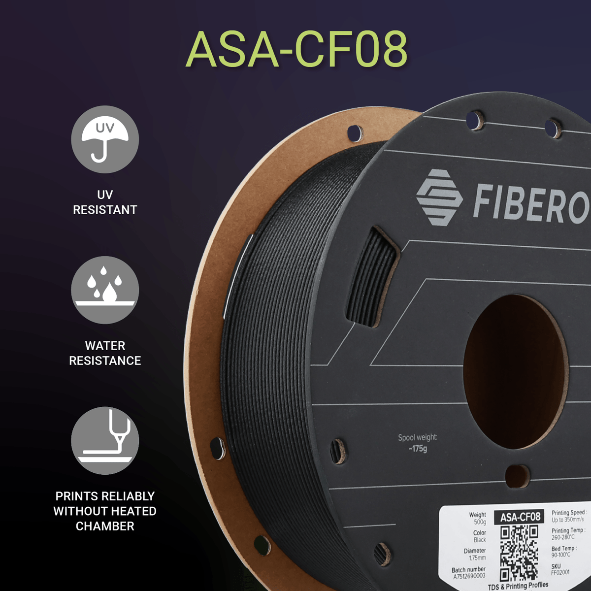 Fiberon ASA-CF08 Black spool